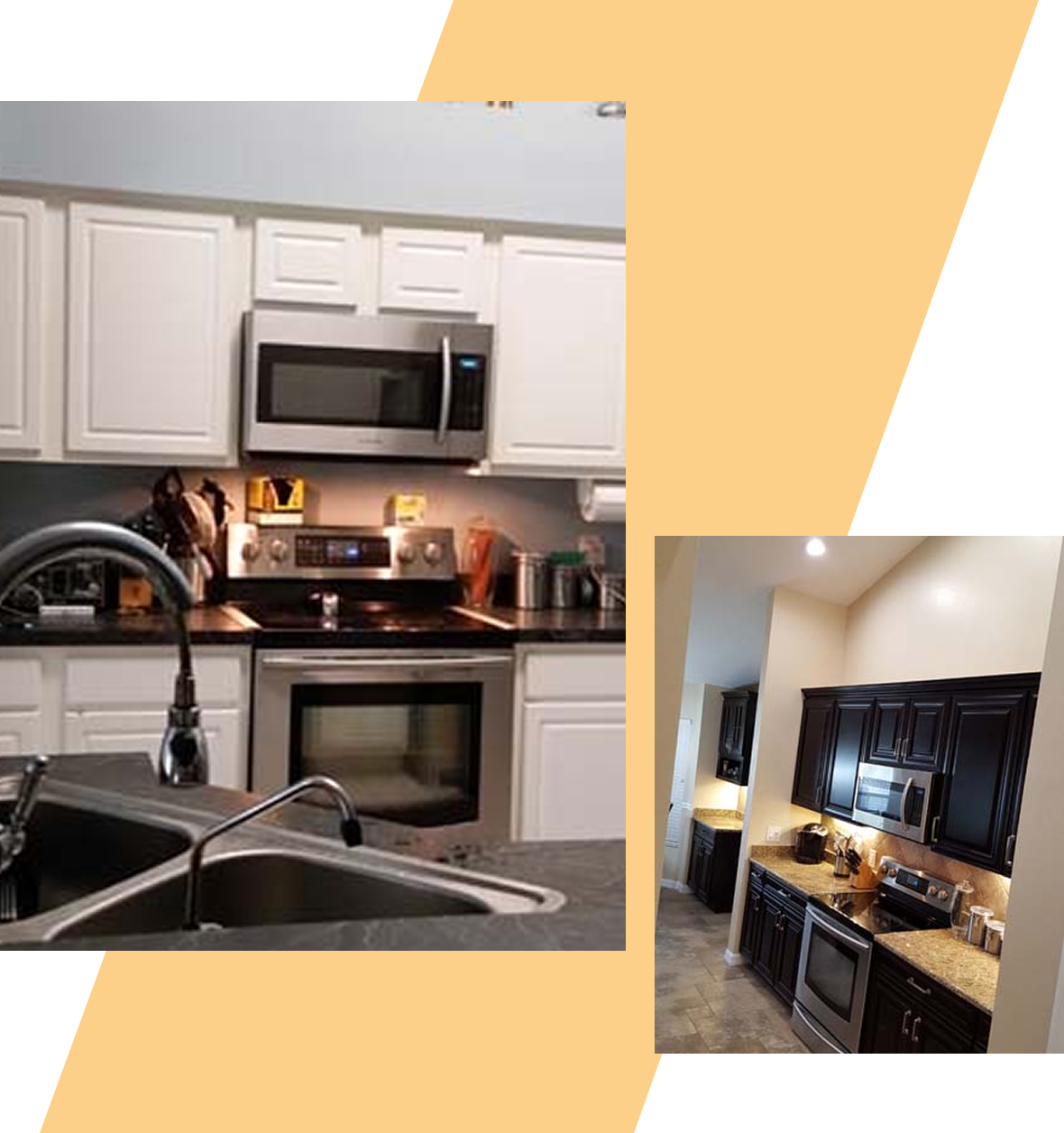 Group 4 (18) Two modern kitchen interiors with appliances.